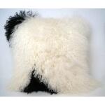 Natural Tibetan Lamb 20" Pillow Black and White