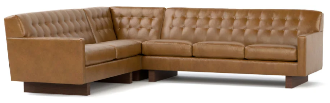 Walnut Grove Design-Your-Own L-Shaped Sectional – Narrow Track Arm, Tufted Back, Sled Base loveseat on left leather Walnut Grove Design-Your-Own L-Shaped Sectional - Narrow Track Arm, Tufted Back, Sled Base / Loveseat on left / Defy Age - Image 1