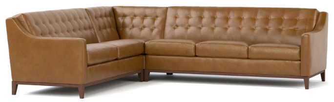 Walnut Grove Design-Your-Own L-Shaped Sectional - Sloped Narrow Track Arm, Tufted Back, Walnut Base / Loveseat on left / Defy Age