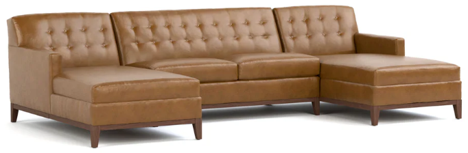 Walnut Grove Design-Your-Own U-Shaped Sectional – Narrow Track Arm, Tufted Back, Walnut Base leather Walnut Grove Design-Your-Own U-Shaped Sectional - Narrow Track Arm, Tufted Back, Walnut Base / Defy Age - Image 1