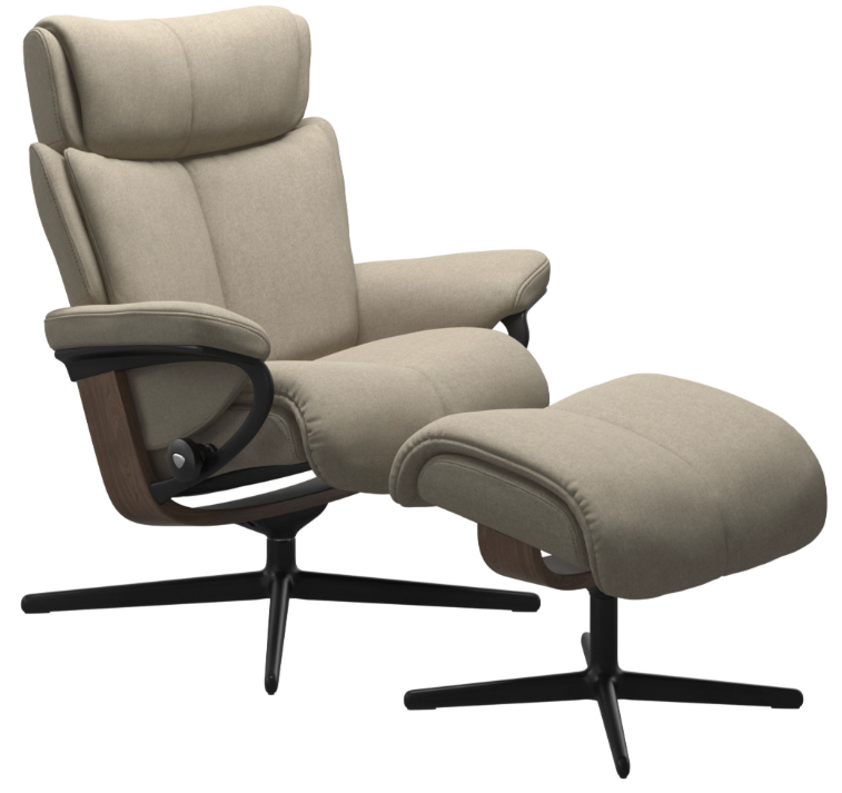 magic cross Stressless® Magic (M) Cross Base Recliner with Ottoman - Image 1