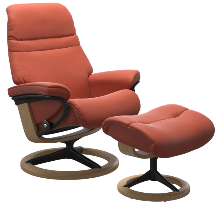 Stressless® Sunrise (M) Signature Base Recliner with Ottoman