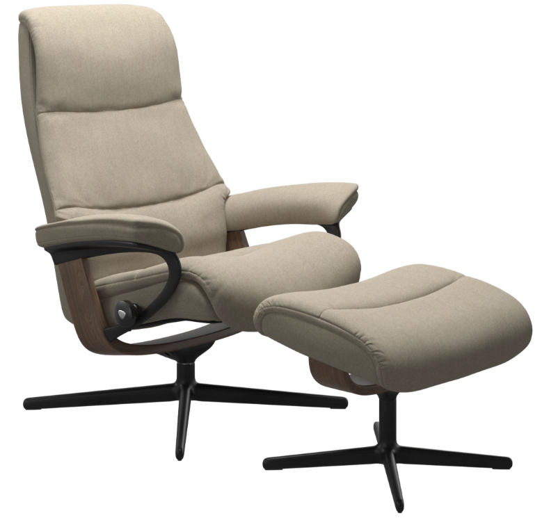 Stressless® View (M) Cross Base Recliner with Ottoman
