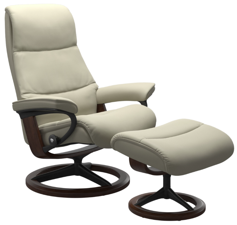 view signature Stressless® View (M) Signature Base Recliner with Ottoman - Image 1